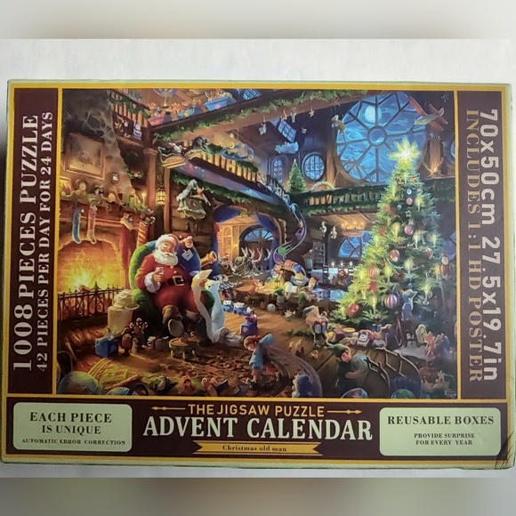 Jigsaw Puzzle Advent Calendar 1008 Pieces Puzzle 24 Days Christmas Old Man Santa - Picture 7 of 16